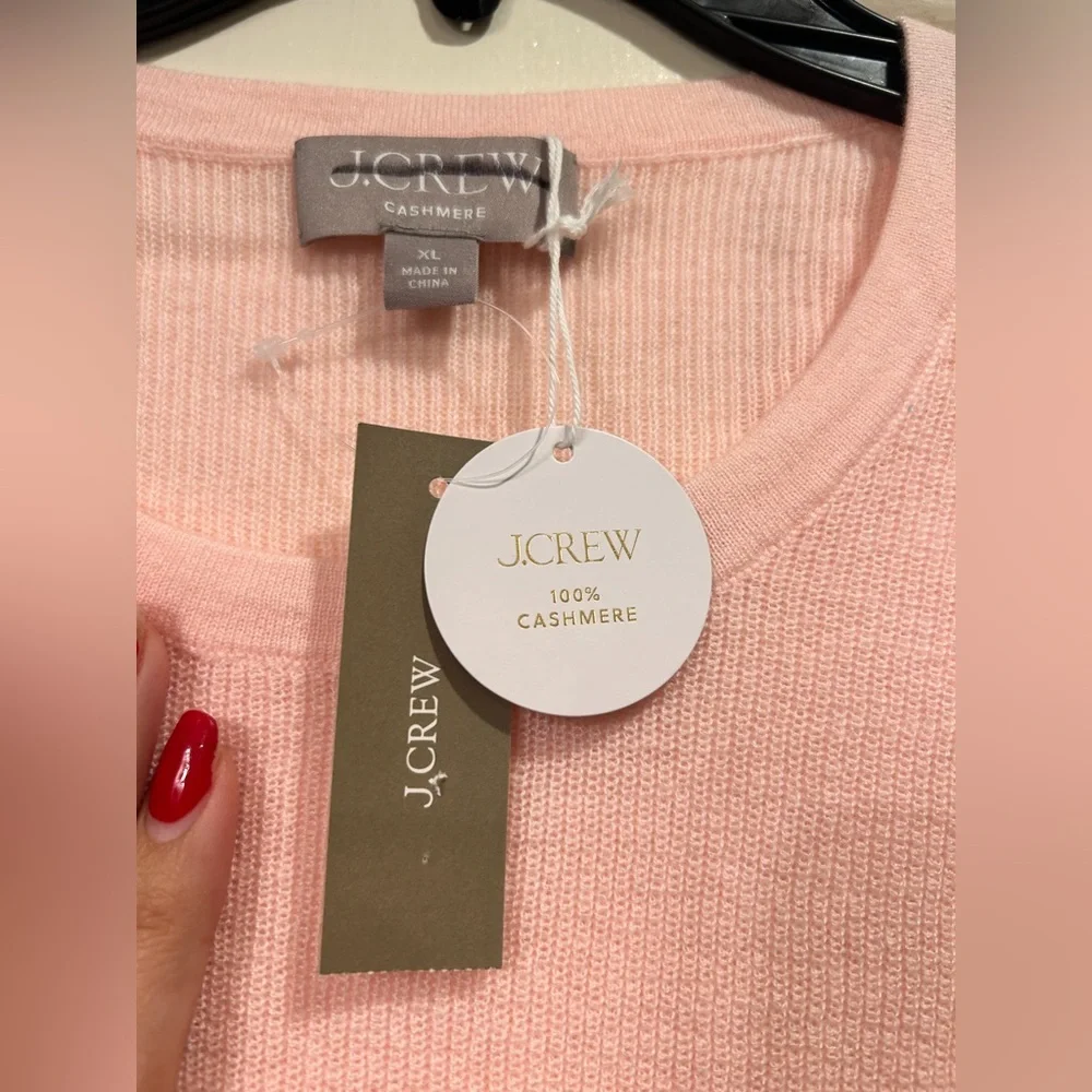J.Crew NWT Ribbed featherweight cashmere T-shirt in Pink